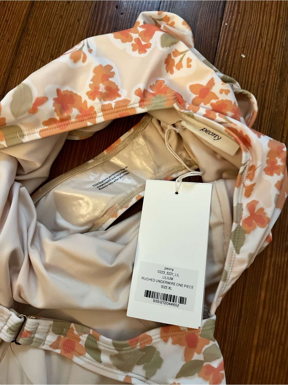 NWT Peony Swimwear Lilium Ruched Underwire One Piece in Yellow Orange Floral - Picture 7 of 8
